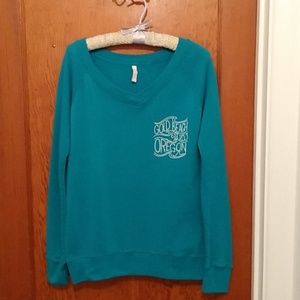 Golden Beach Oregon Long Sleeve Sweatshirt Size Medium Teal Color SZ M
